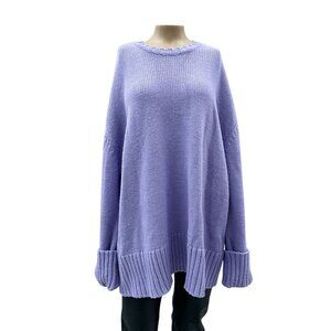 WEWOREWHAT Lavender Cotton Knit Oversized‎ Crewneck Sweater Size S